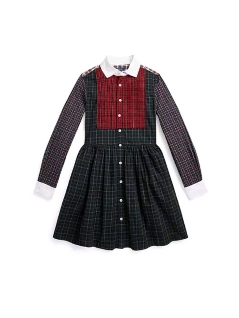 Polo by Ralph Lauren Red, Black & White Plaid Button-Front Kids Dress